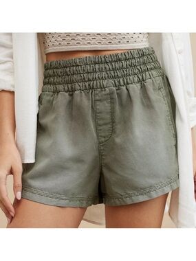 Aerie Babe Watch Shorts High Rise Olive Green Size Large